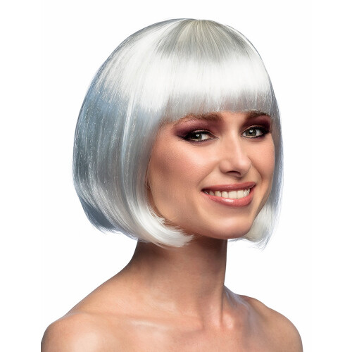 Rubies Short white wig with bangs for women