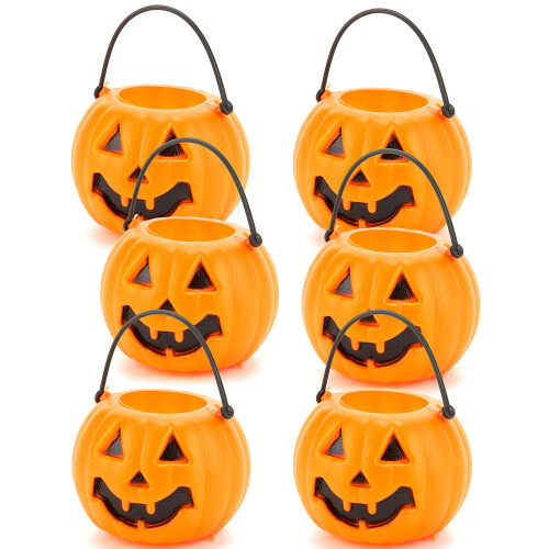 Rubies 6 Mini Halloween Pumpkin Buckets 6.5 x 5 cm