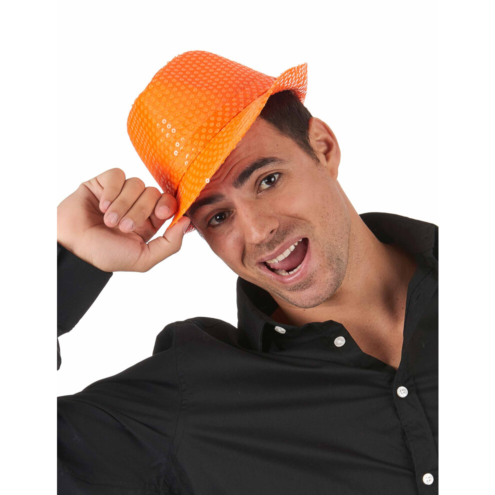 Rubies Adult Sequined Borsalino Hat Orange