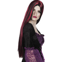 Long red and black wig for women Halloween