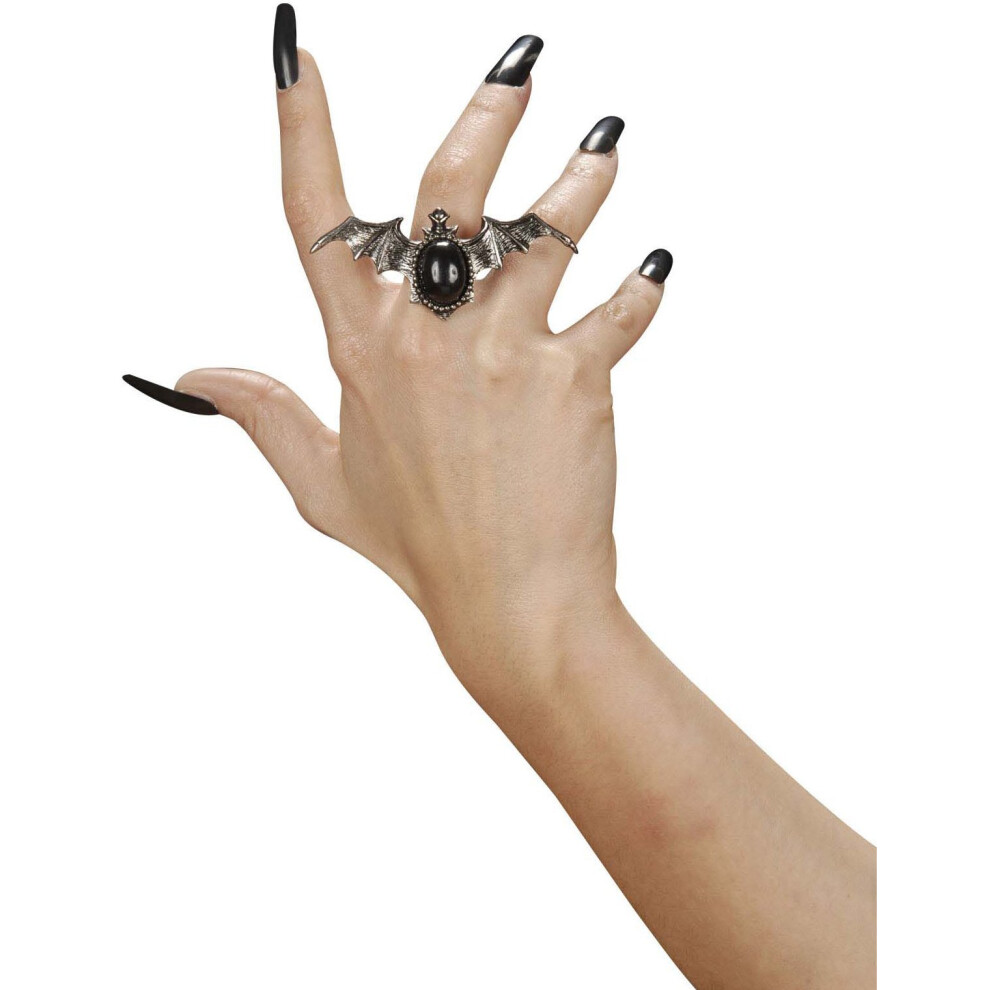 New Rubies Unisex Adult Halloween Gothic Bat Ring Black