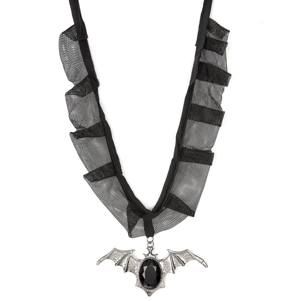 New Rubies Women's Adult Halloween Bat Choker Black/Gray