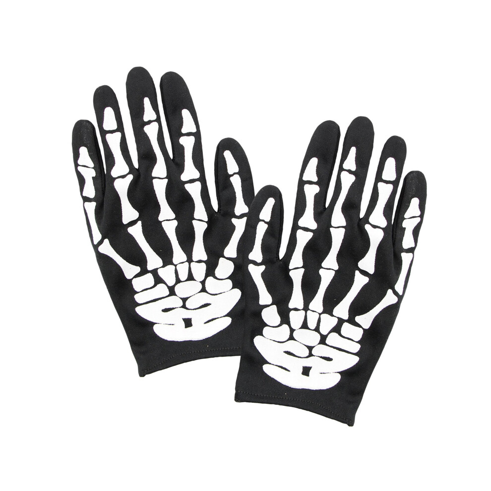 Rubies Adult Halloween Skeleton Gloves Black/White