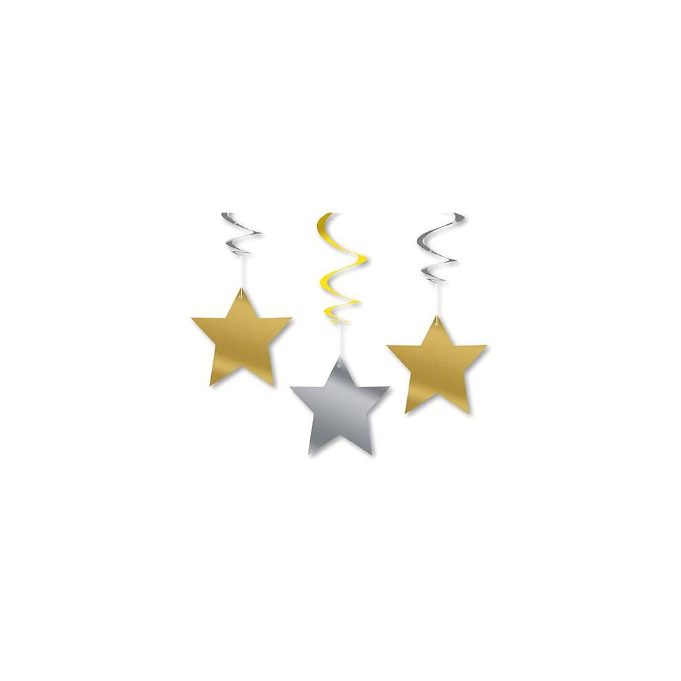 Rubies Gold And Silver Star Hanging Decorations 60 Cm