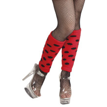 Red and black polka dot leg warmers