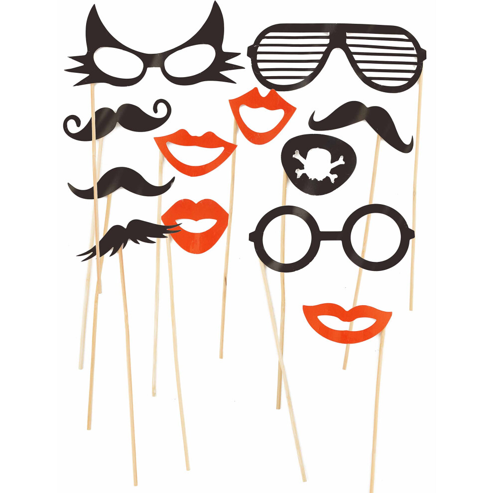 Rubies 12-Piece Photobooth Kit: Glasses And Mustaches Red/Black
