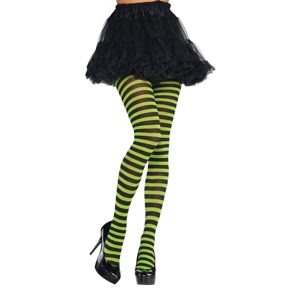 Rubies Adult Green And Black Striped Tights Green,Black