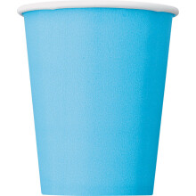 8 Pastel blue cardboard cups 270 ml
