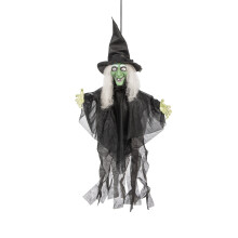 Animated, light-up, talking witch Halloween decoration