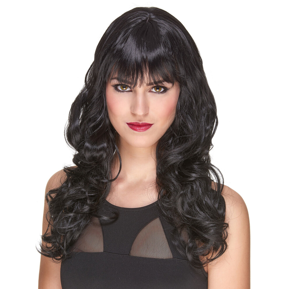 Rubies Luxury Wavy Wig With Bangs For Women - 221G Black