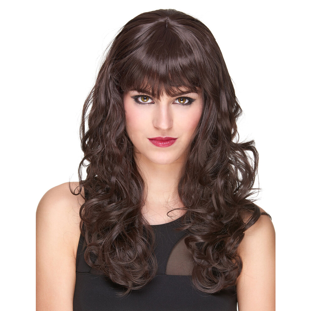 Rubies Luxury Wavy Wig With Bangs For Women - 221G Brown