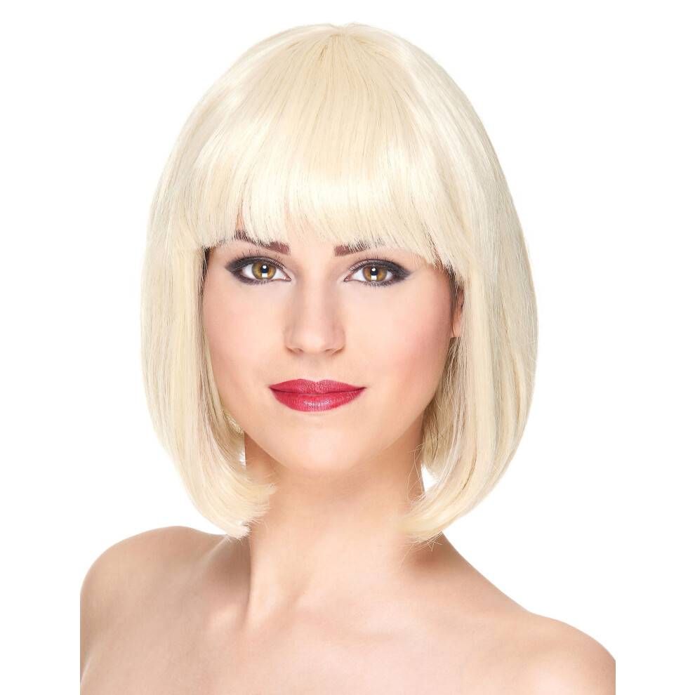 Rubies Luxury Short Bob Blonde Wig With Bangs For Women