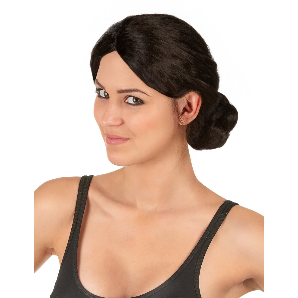 Rubies Wig With Bun For Women Brown