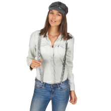 Adult silver sequin suspenders