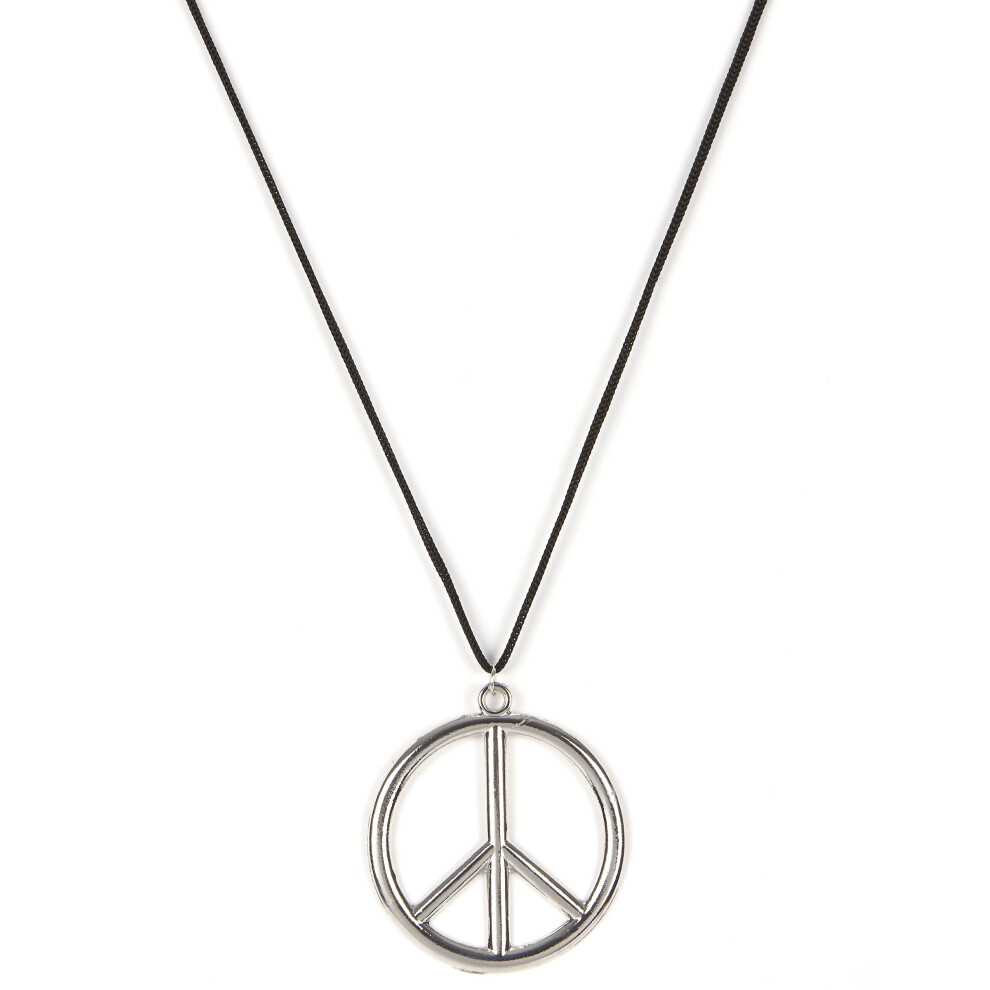 Rubies Adult Metal Hippie Necklace Silver/Black
