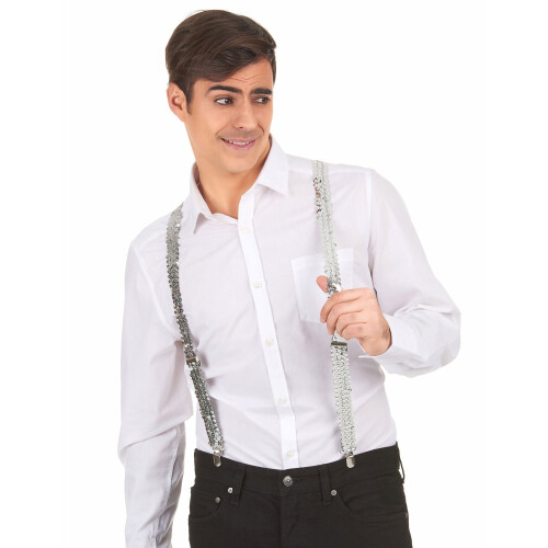 Rubies Adult silver sequin suspenders 2