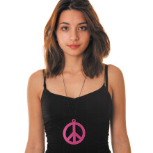 Adult's Neon Pink Peace Pendant Necklace