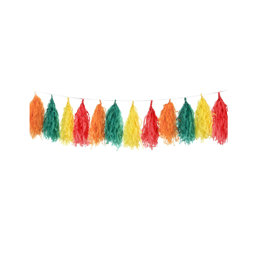 Rubies Tassel Garland 16 Pompoms 1.80 M Green/Yellow/Red