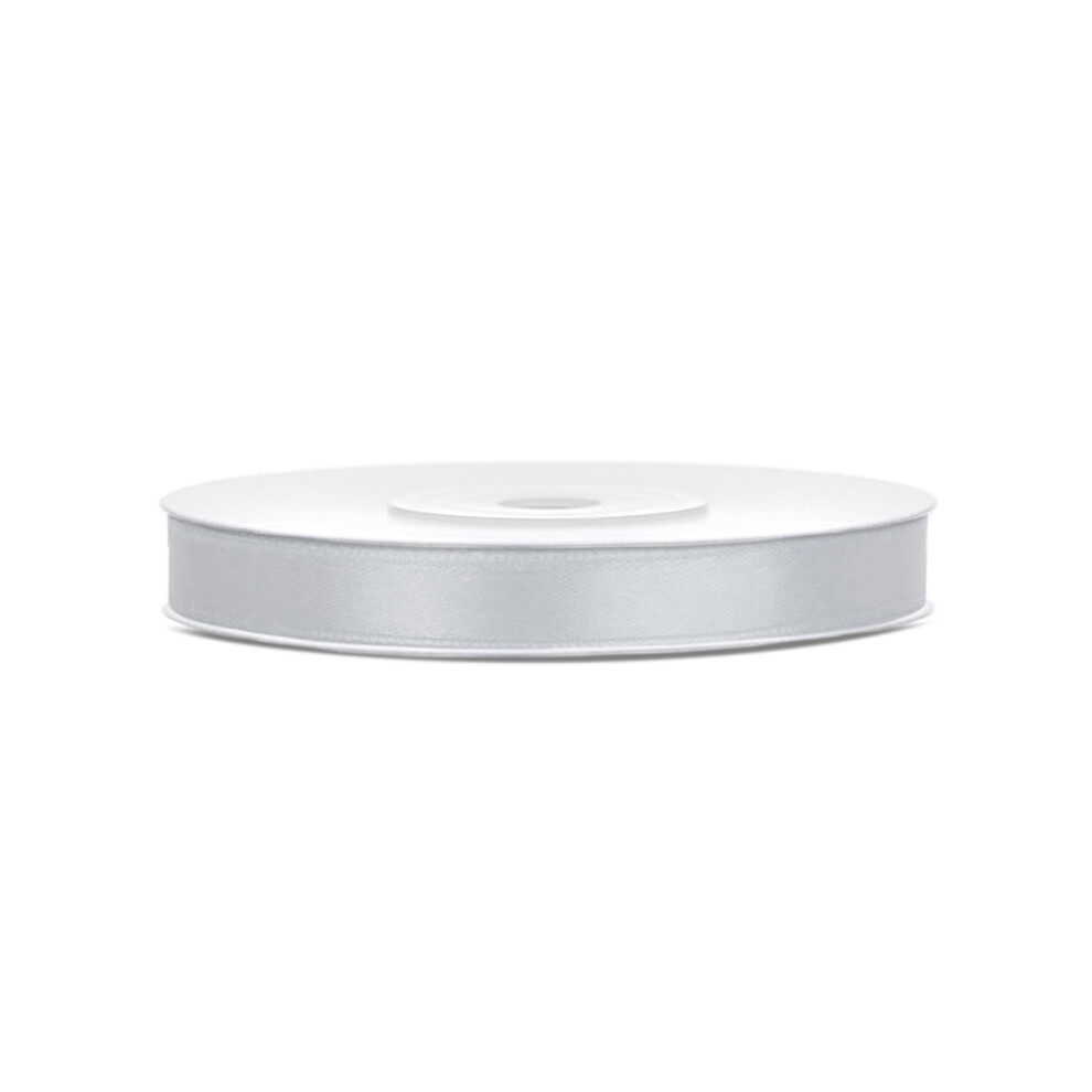 Silver satin ribbon 0.6 cm x 25 m