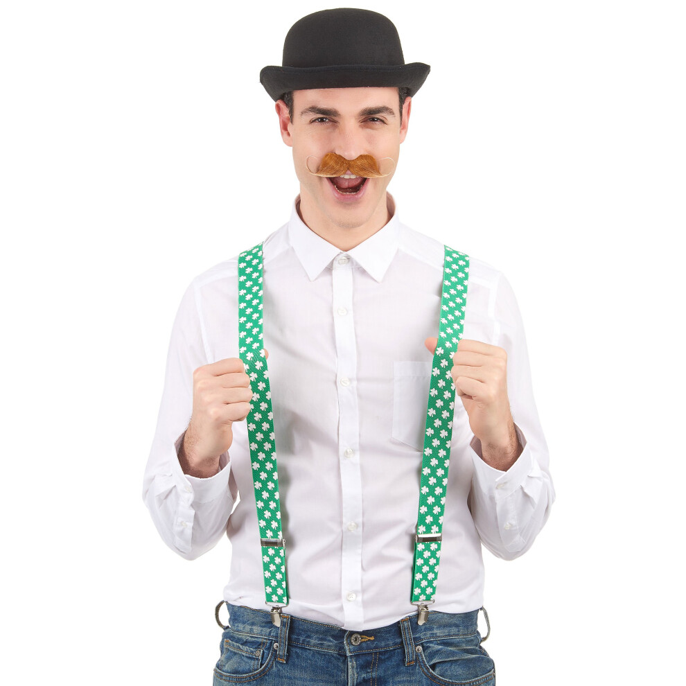 Rubies Green Suspenders With White Saint Patrick's Day Clovers White,Green