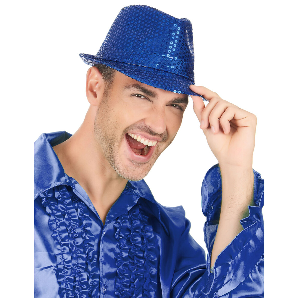 Rubies Adult Dark Sequined Borsalino Hat Blue