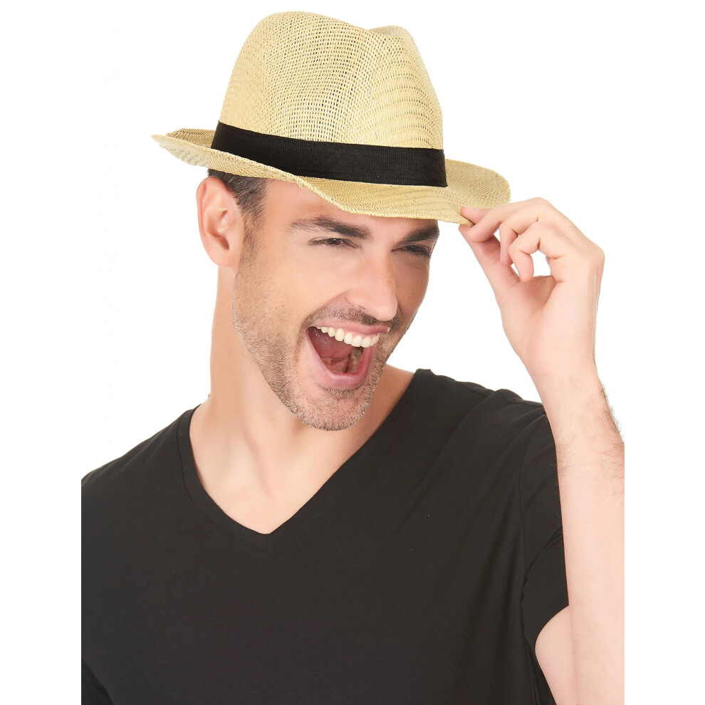 Rubies Ecru Borsalino Hat With Band For Adults Black