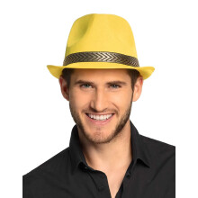 Yellow trilby borsalino hat for adults