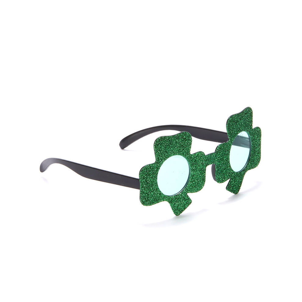 Rubies Adult St. Patrick's Day Green Clover Glitter Glasses