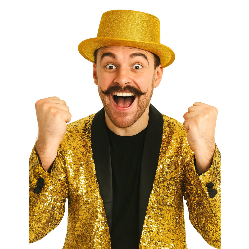 Rubies Adult Gold Glitter Plastic Top Hat