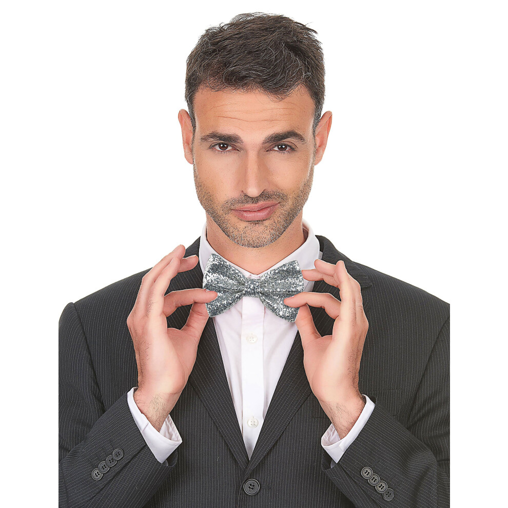 Rubies Adult Silver Disco Glitter Bow Tie Not,Specified