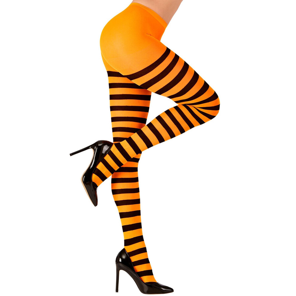 Rubies Adult Orange And Black Striped Tights Orange,Black