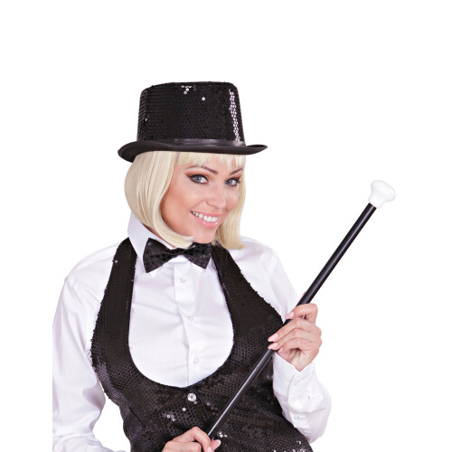 Rubies Black sequin top hat with black outline for adults 2
