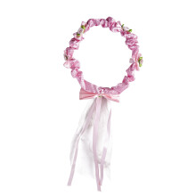 Pink flower crown with ribbon for girls