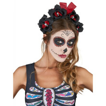 Black and red flower headband for adults for the Day of the Dead