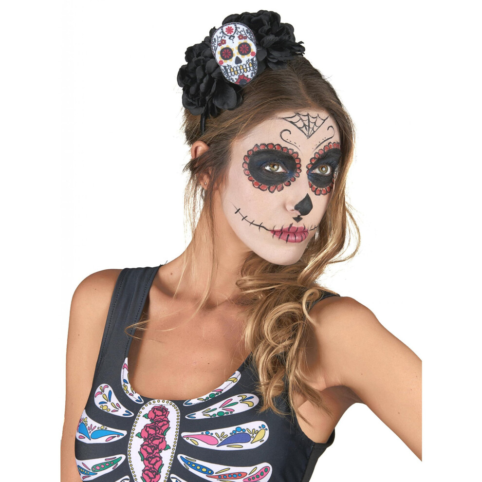 Rubies Adult Multicolored Skull Headband Day Of The Dead Black
