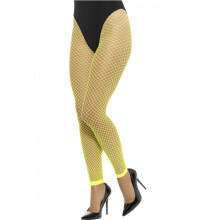 Women's neon green footless fishnet tights