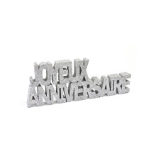 Happy Birthday silver table decoration