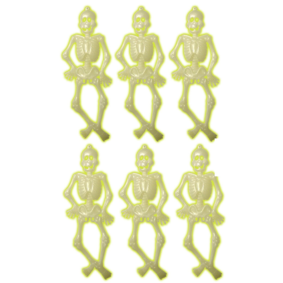 New Rubies 6 Small Phosphorescent Skeletons 15 Cm Halloween