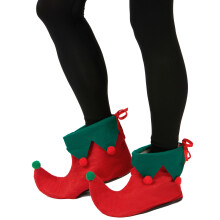 Adult elf shoe covers with pompoms