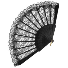 Black lace fan 24 cm adult