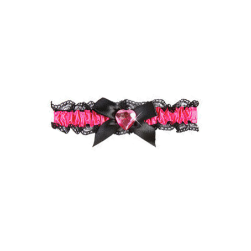 Rubies Women's pink and black satin garter