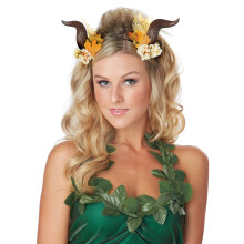 Brown enchanted horns surrounded by orange flowers
