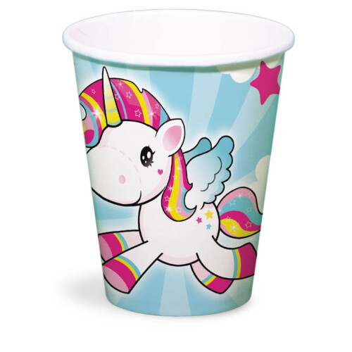 Rubies 8 Unicorn cardboard cups 250ml