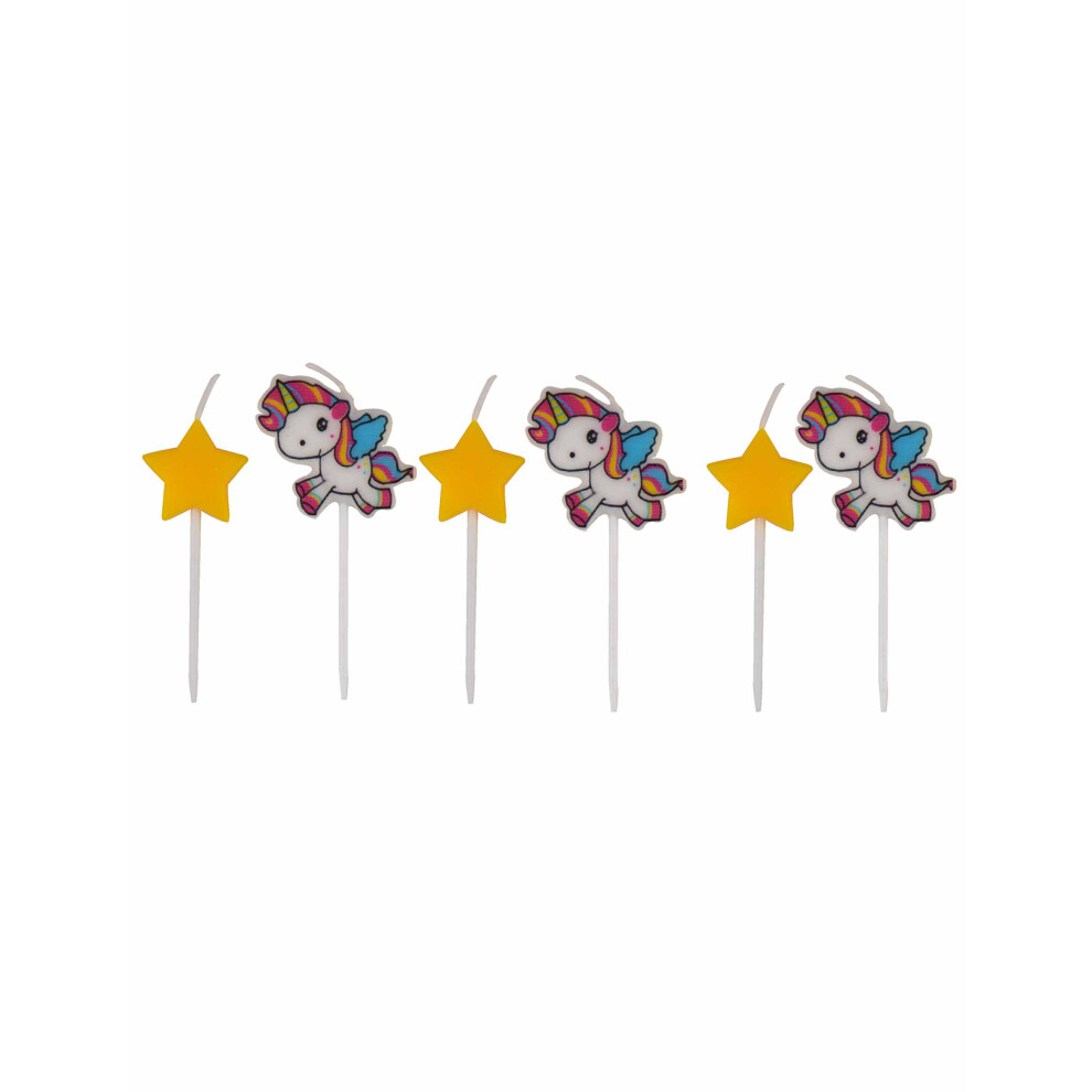 Rubies 6 Unicorn Candles Yellow