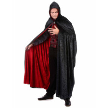 Luxury reversible red and black velvet vampire cape for adults