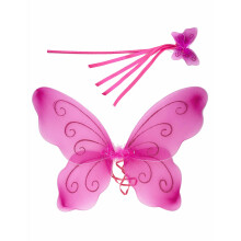 Pink butterfly wings and matching magic wand for children