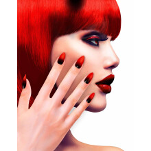 Black and red adhesive false nails for women