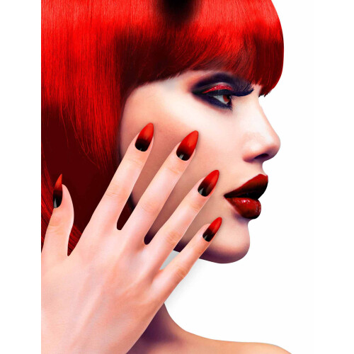 Rubies Black and red adhesive false nails for women