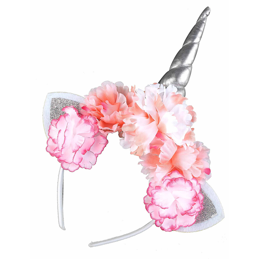Rubies Unicorn Headband With Peonies For Adults Pink