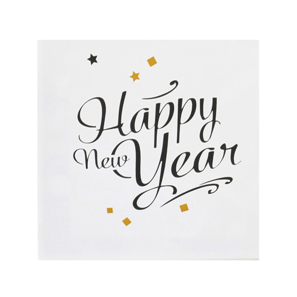 Rubies 20 Happy New Year Gold Paper Napkins 33 X 33 Cm